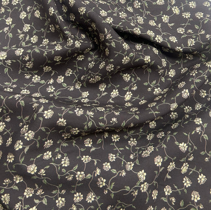 Rayon Fabric, Gray Coffee Floral, for Dresses & Pants