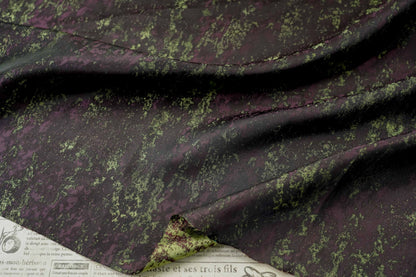 Gold Metallic Yarn Jacquard Fabric - Apparel & Decor by the Yard - Purple Green