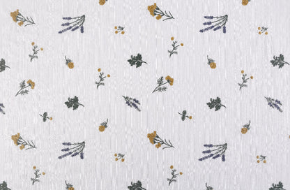 Linen Rayon Plant Embroidery Fabric, 49 in Wide - White Cotton
