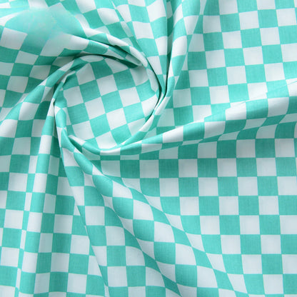 Plaid Cotton Fabric, Gingham Check Cloth for DIY & Bedding - Teal