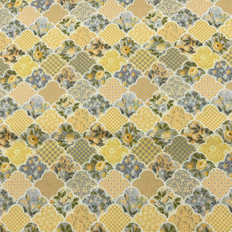 Bohemian Floral Cotton Linen Fabric for Tablecloths & DIY Crafts - Yellow