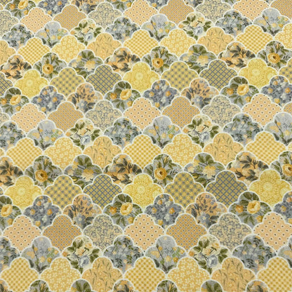 Bohemian Floral Cotton Linen Fabric for Tablecloths & DIY Crafts - Yellow