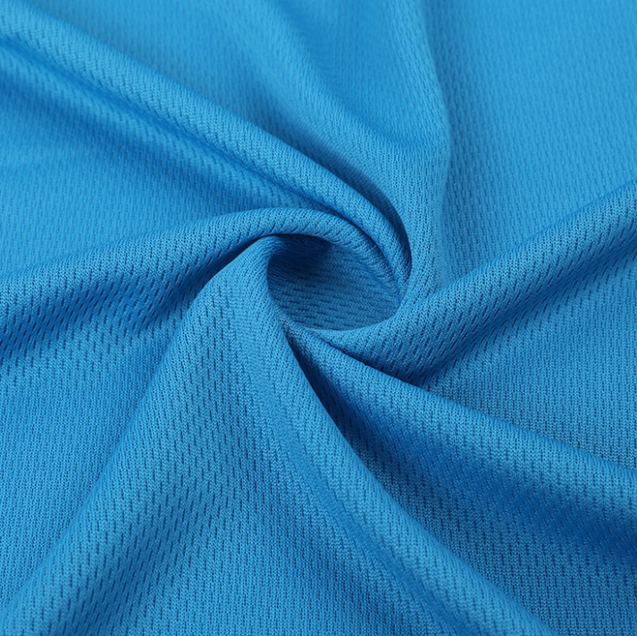 Moisture-Wicking Birdseye Polyester Knit Fabric, 4-Way Stretch - Blue & Lake Blue