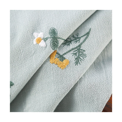 Linen Rayon Plant Embroidery Fabric, 49 in Wide