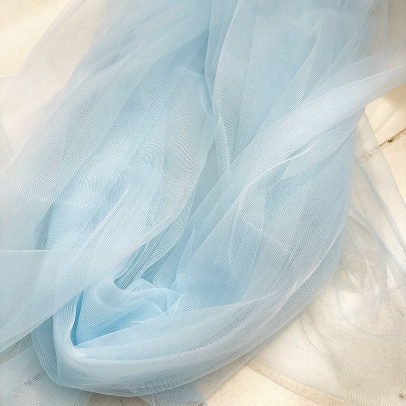 Lightweight Sheer Polyester Tulle Fabric, Soft Netting - Sky Blue