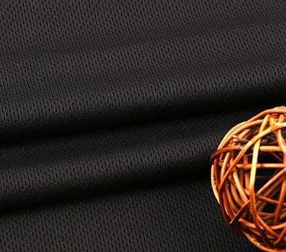 Moisture-Wicking Birdseye Polyester Knit Fabric, 4-Way Stretch - Black