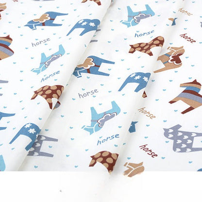 Baby Cartoon Print Cotton Twill Fabric, Cute Kids Cloth for Bedding & Apparel - Heart Rocking Horse