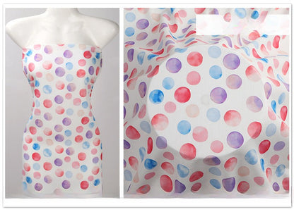 Rayon Polka Dot Fabric, Soft Challis Cloth for Dresses & Sleepwear