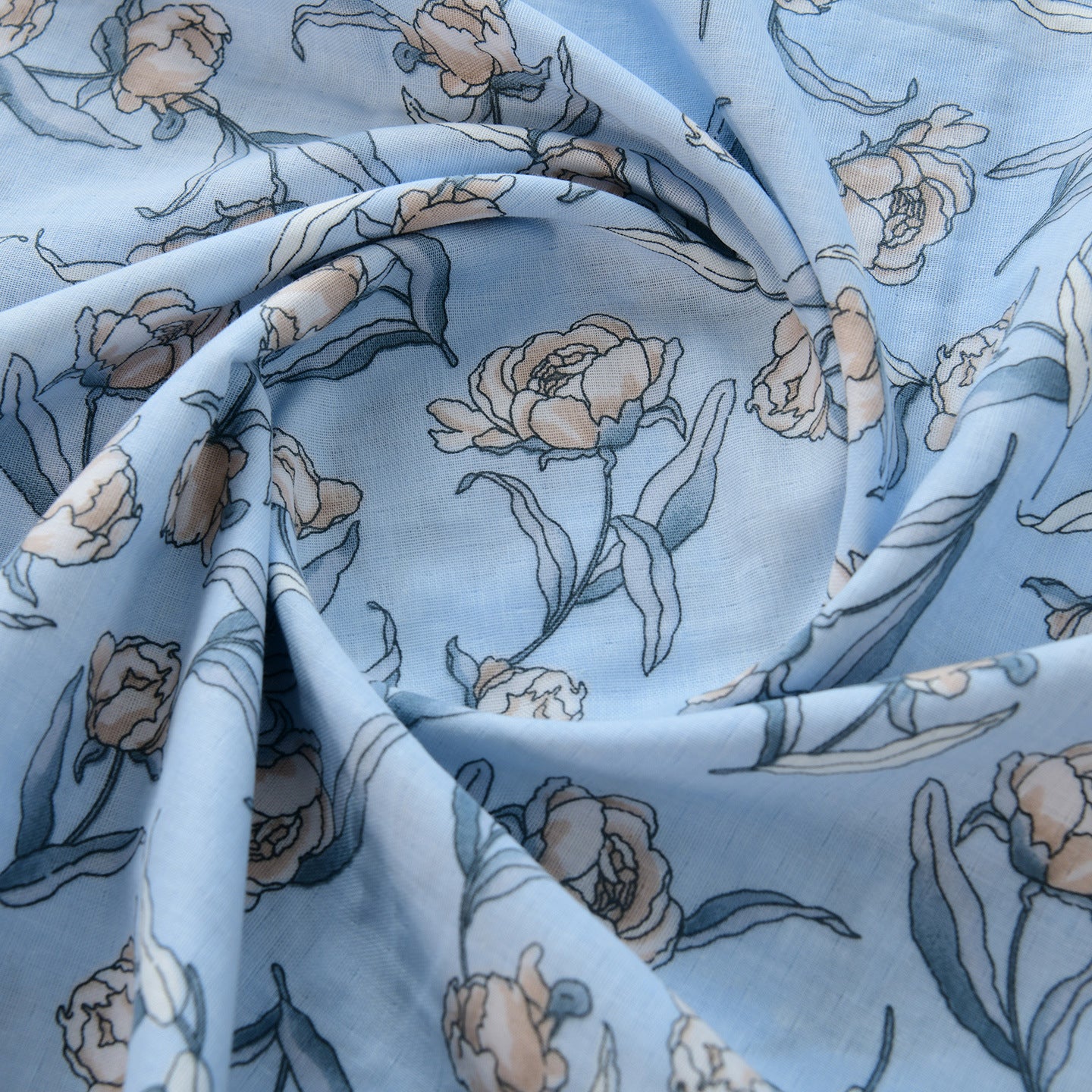 Floral Double Gauze Cotton Fabric - Home Decor & Apparel by the Yard - Tian Shui Green Trace