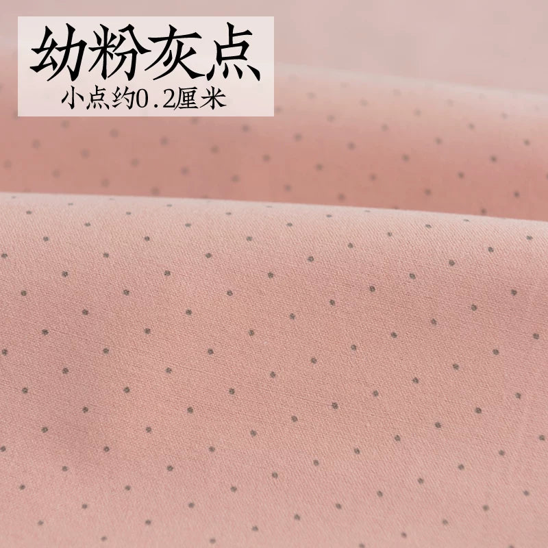 Brushed Cotton Flannel Fabric, Kids Prints, for Kids' Wear, Pajamas & DIY - Wine Pink Gray Dot