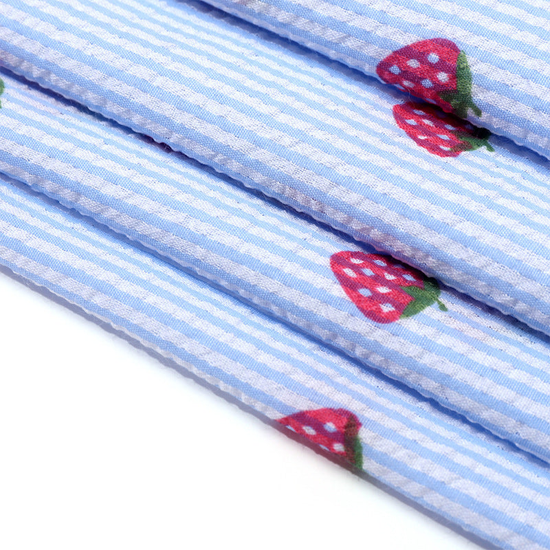 Strawberry Seersucker Fabric By The Yard | 3 Colors, 57" Wide for Children's Wear & Summer Dresses