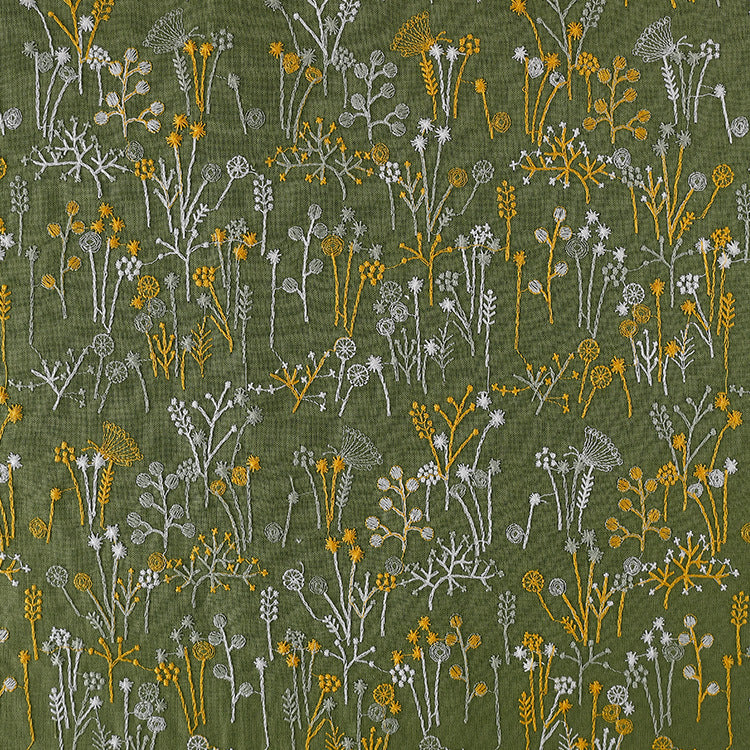 Ramie Cotton Embroidery Fabric, 8oz, 48 in Wide - Green