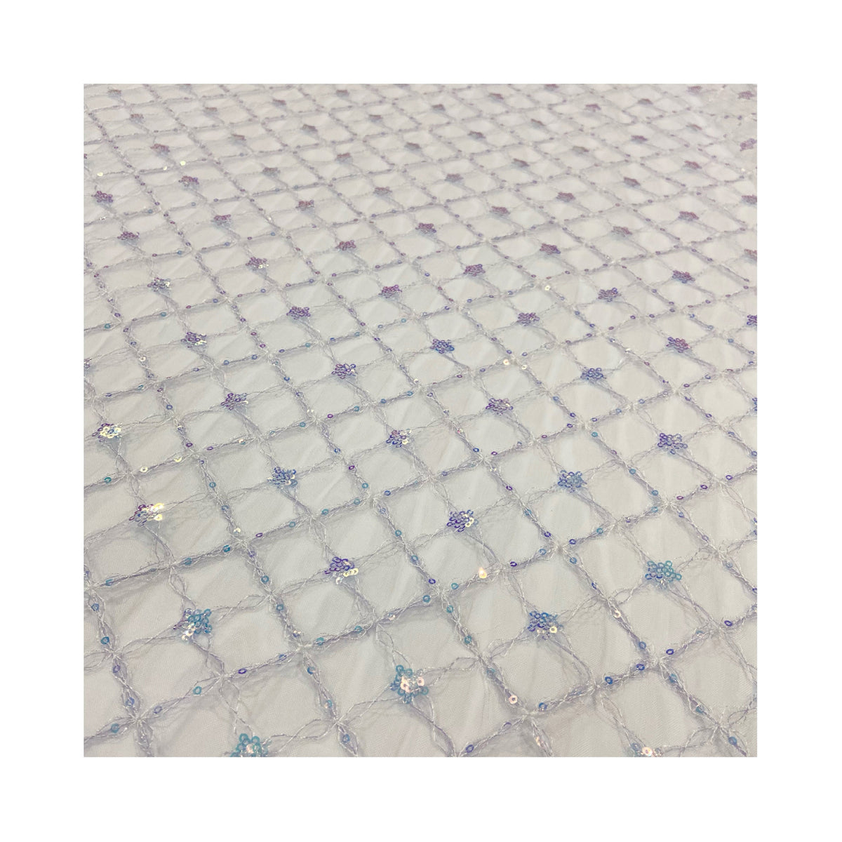 Sequin Embroidery Mesh, Diamond Grid for Apparel, 51 in Wide
