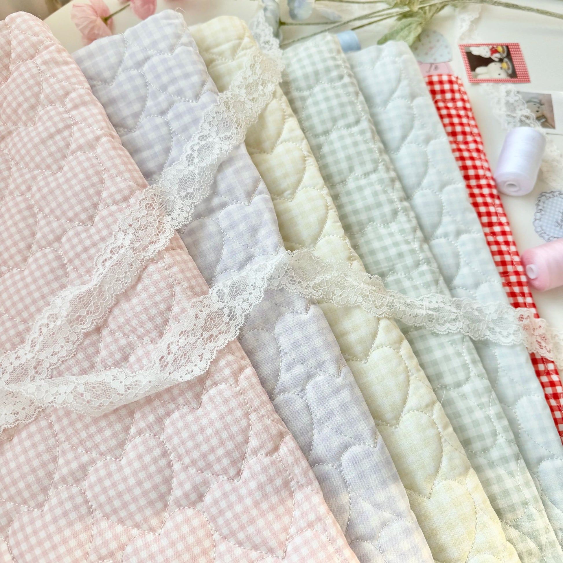 Cotton Quilted Puffer Fabric, Dopamine Colors, for Padded Wear, Bags & Pencil Cases