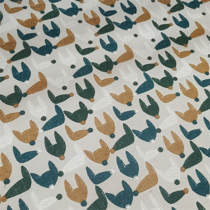 Fox Embroidery Linen Cotton Fabric, 49 in Wide - Cream