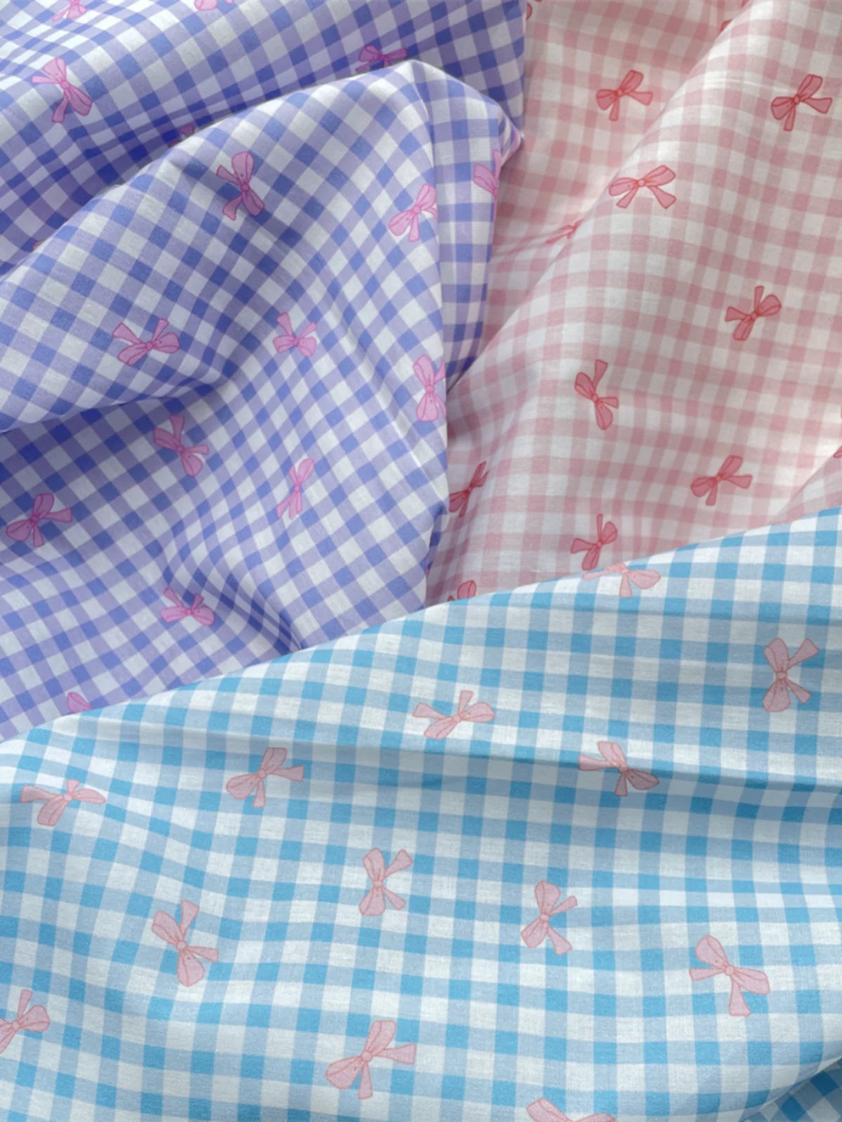Cotton Gingham Bow Fabric, for Dresses & Sleepwear