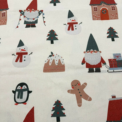 Christmas Print Cotton-Linen Fabric, Encrypted Woven Cloth for Decor & DIY - Ice Festival