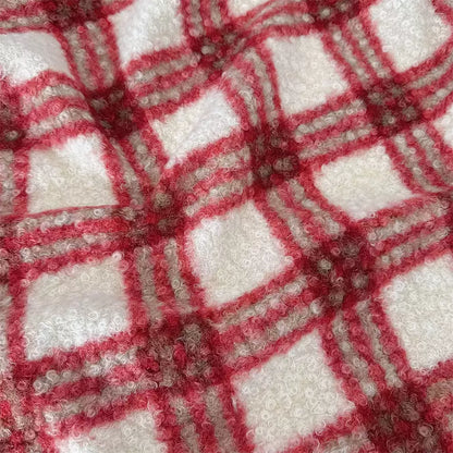 Plush Lamb Fleece Check Fabric, for Blankets & Throws