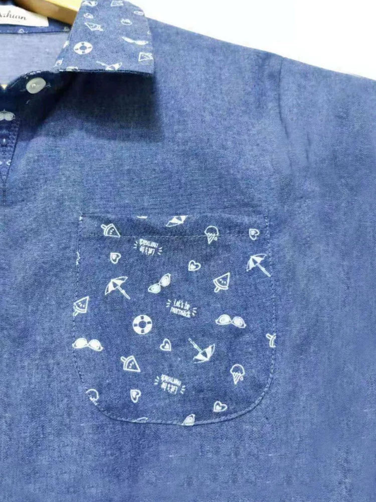 Cotton Denim Fabric, Washed Prints, for Dresses, Shirts & DIY