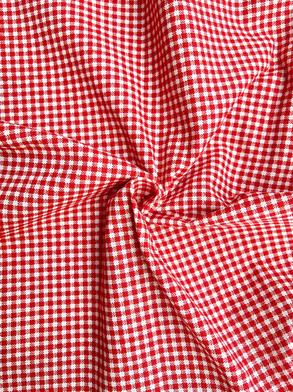Cotton Polka Dot & Check Fabric, for Shirts & Cushions - 2mm Check