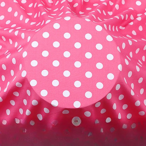 Rayon Polka Dot Fabric, Soft Challis Cloth for Dresses & Sleepwear - Pink Dot