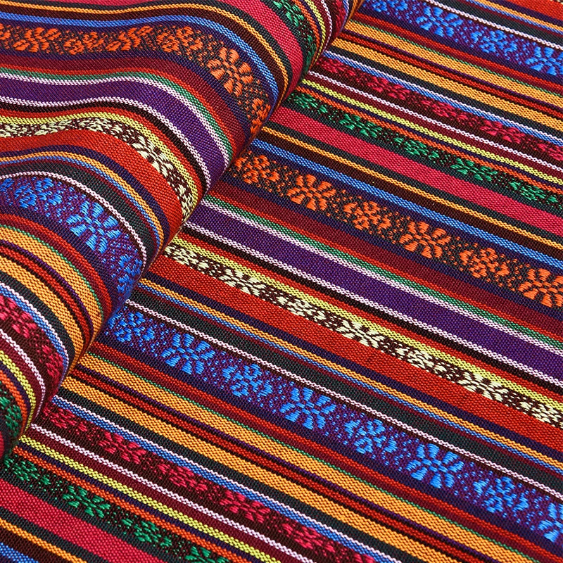 Ethnic Cotton Linen Tablecloth Fabric, Vintage Woven for Home Decor - 27#