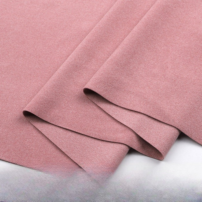 Double-Brushed Stretch Knit Fabric, Warm Cationic Polyester for Thermal Wear - Nude Pink