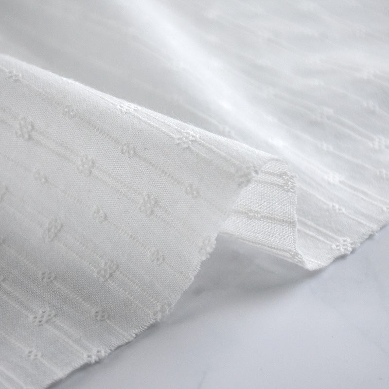 Cotton Jacquard Embroidery Fabric, Palace Floral for Dresses - Bleached White Pattern C