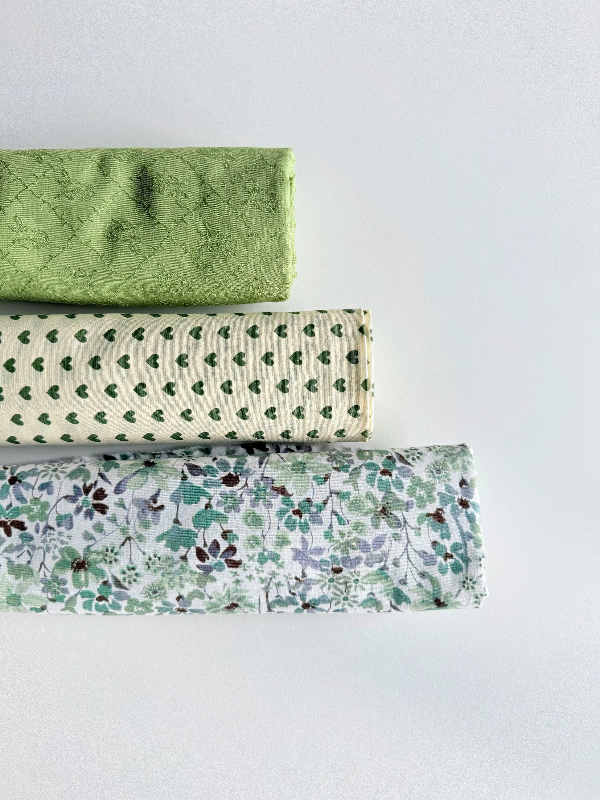 Cotton Jacquard Print Fabric, Green Botanical, for Dresses, Blouses & Scrunchies
