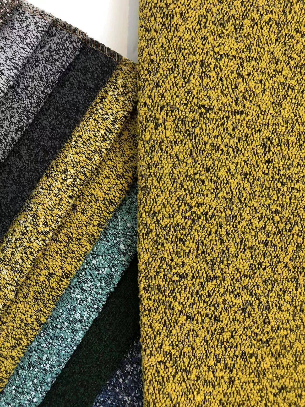 Boucle Loop-Yarn Polyester Fabric, Textured Solid Cloth for Upholstery & DIY - Yellow