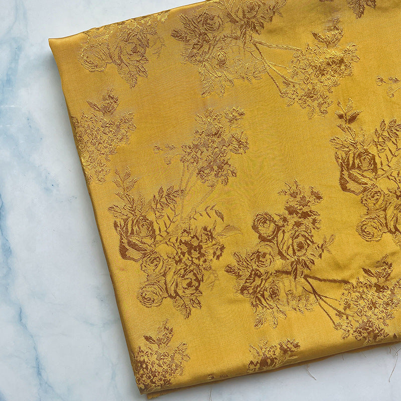 Viscose Rayon Sheen Jacquard Fabric, for Hanfu & Blouses - Yellow