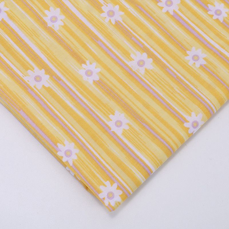 Striped Print Polyester Fabric, Horizontal-Bar Cloth for Bags & Linings - Yellow
