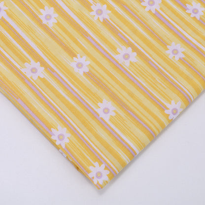 Striped Print Polyester Fabric, Horizontal-Bar Cloth for Bags & Linings - Yellow
