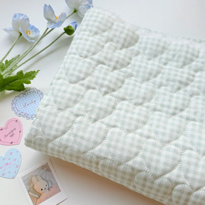 Cotton Quilted Puffer Fabric, Dopamine Colors, for Padded Wear, Bags & Pencil Cases - Light Green
