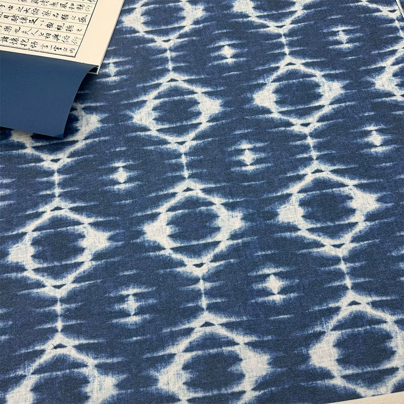 Tie-Dye Indigo Cotton Linen Fabric for Tablecloths & Door Curtains - Tie-Dye Design 5
