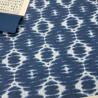 Tie-Dye Indigo Cotton Linen Fabric for Tablecloths & Door Curtains - Tie-Dye Design 5