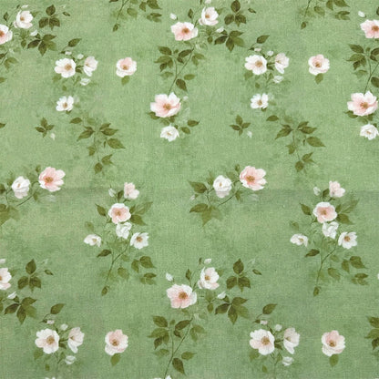 Green Botanical Print Cotton-Linen Fabric, Encrypted Woven Cloth for Decor & Apparel - Green Leaf