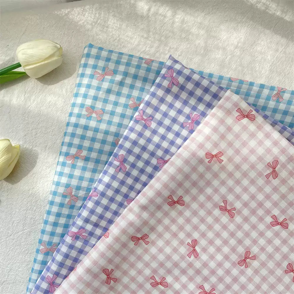 Cotton Gingham Bow Fabric, for Dresses & Sleepwear