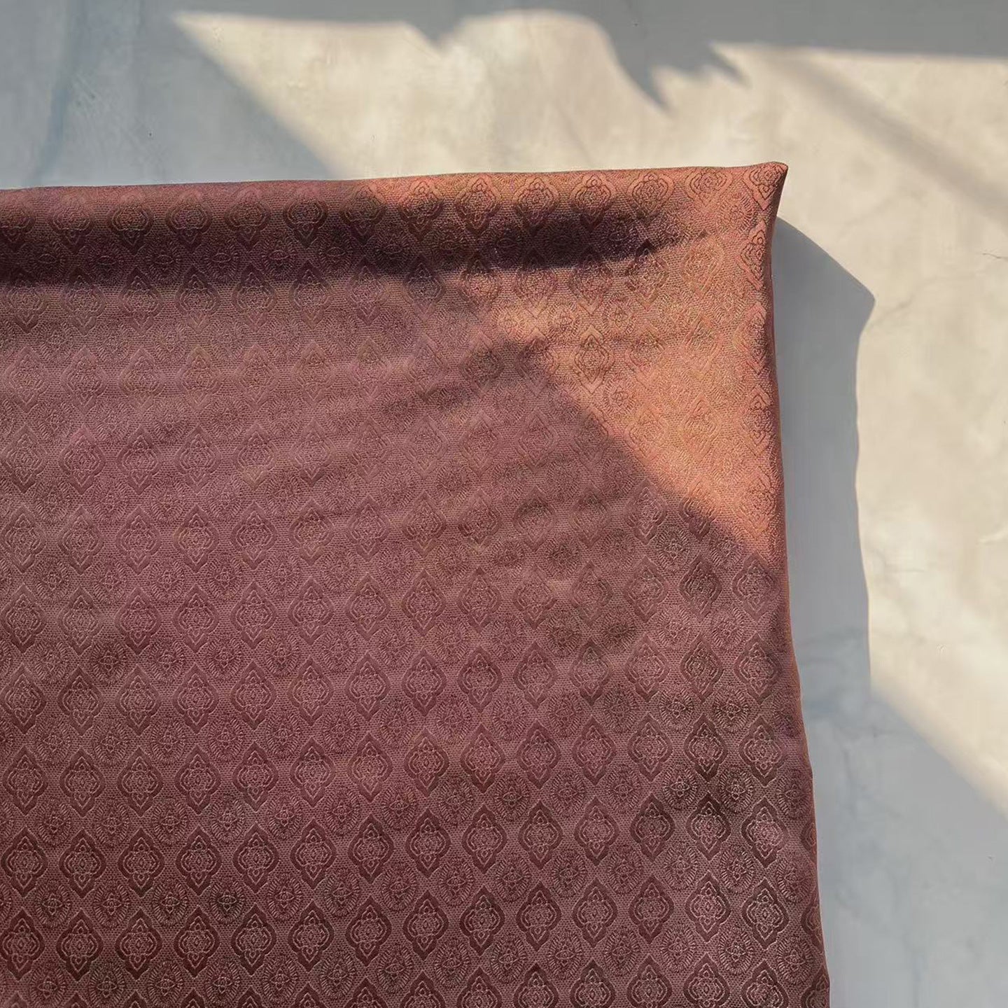 Rayon Jacquard Fabric, Thorn-Floral Cloth for Qipao & Shirts - Brown