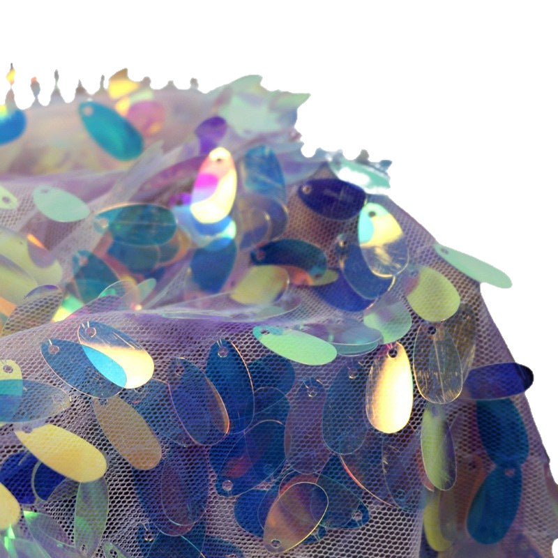 Mermaid Sequin Fabric, Laser Iridescent, 49 in Wide