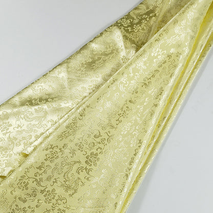 All-Over Dragon Satin Fabric By The Yard | 17 Colors, 47" Wide for Hanfu & Home Decor - Light Yellow