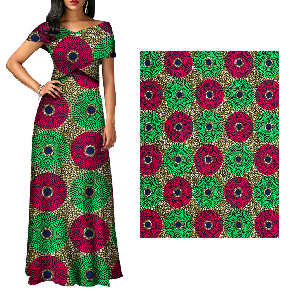 African Wax Print Fabric, Geometric Double-Sided Polyester (9 Prints)