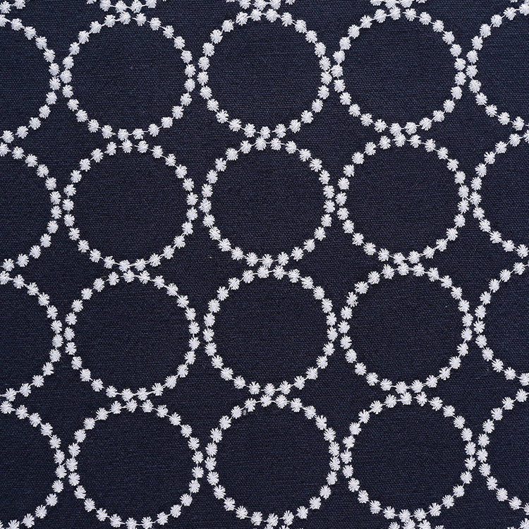 Embroidered Linen Cotton Fabric, Heavy 14oz, 47 in Wide - Navy