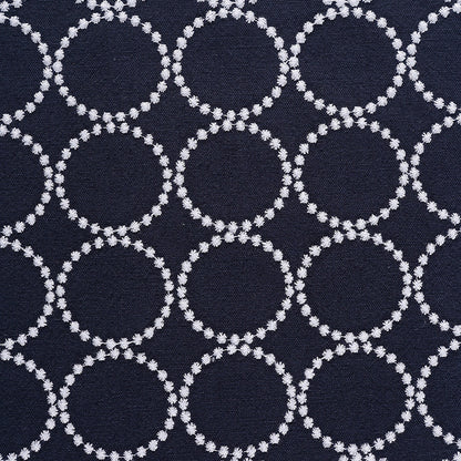 Embroidered Linen Cotton Fabric, Heavy 14oz, 47 in Wide - Navy