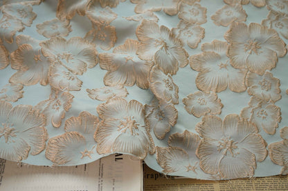 3D Floral Metallic Jacquard Fabric - Dress Jacket by the Yard - Gray Green