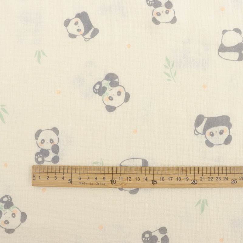 Baby Cotton Double Gauze Fabric, Digital Floral Prints (6) - Small Panda