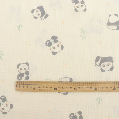 Baby Cotton Double Gauze Fabric, Digital Floral Prints (6) - Small Panda