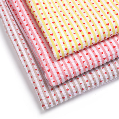 Bubble Stripe Polyester Fabric, Heart Print for Costumes & Crafts