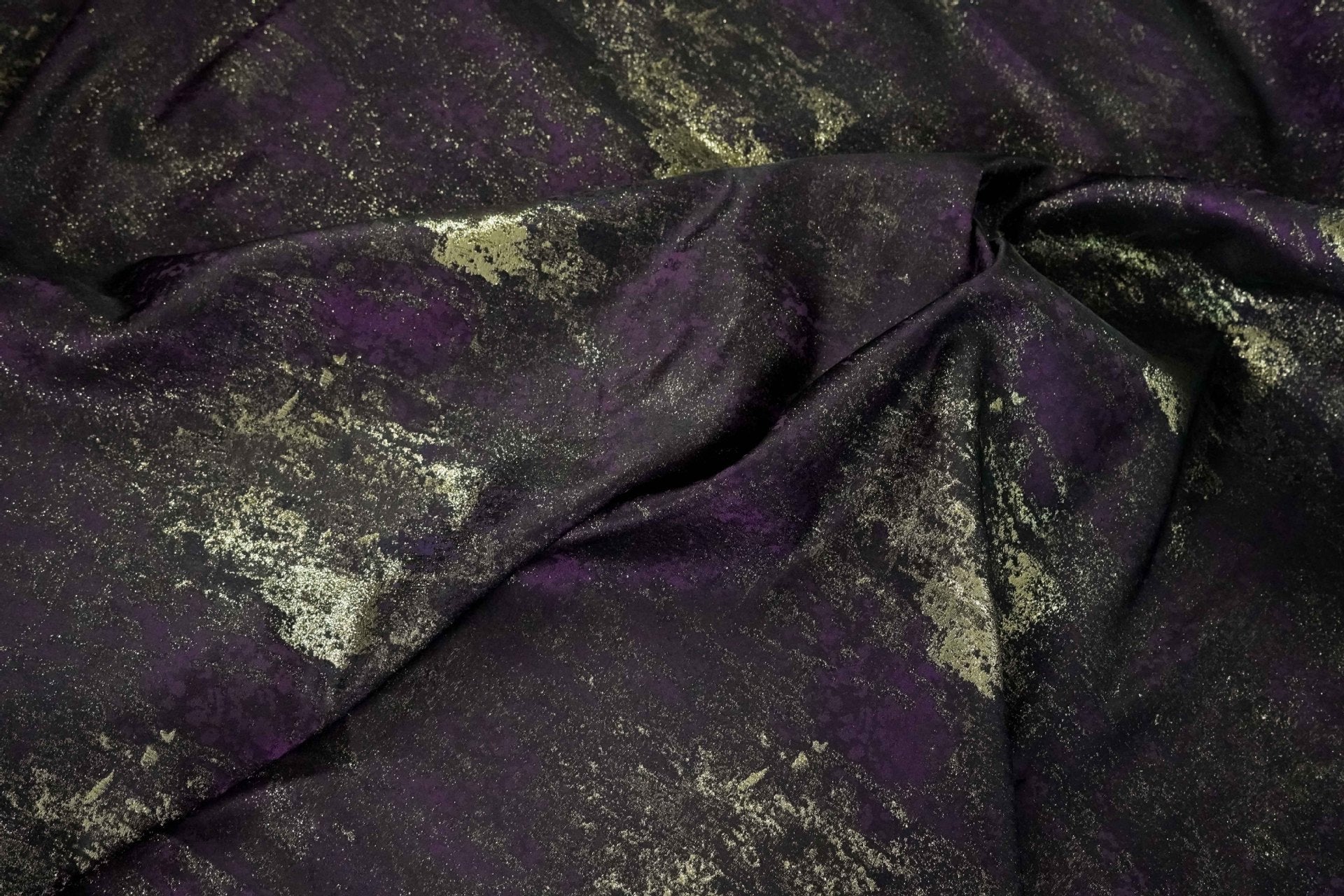 Gold Metallic Yarn Jacquard Fabric - Apparel & Decor by the Yard - Dark Purple