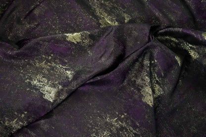 Gold Metallic Yarn Jacquard Fabric - Apparel & Decor by the Yard - Dark Purple